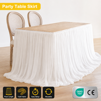 Jupe de table Aodu en tulle blanc, longueur ras du sol, plissée et froncée, pour mariage et banquet, nappe décorative, vente en gros usine