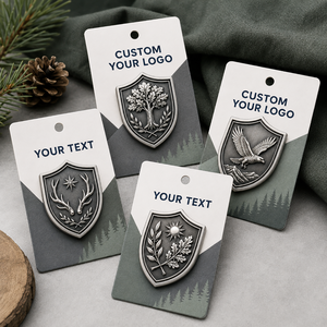 Juego de Insignias de Escudo 3D Fundidas a Presión con Diseño de Animales Naturales en Plata Antigua Personalizada - Product Image 1