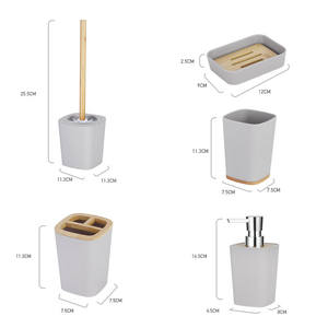 <strong>Bamboo</strong> and Plastic Bathroom Accessory <strong>Set</strong> Bathroom Accessories Vanity <strong>Set</strong> Practical Toilet Kit Bath Essential for Home <strong>Washing</strong> - Product Image 2