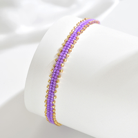 Bracelet artisanal unisexe tendance en perles, ajustable, délicat, plaqué or, avec perles de rocaille Miyuki colorées, géométrique, pour le quotidien