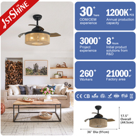 1stshine Ventilador de techo Invisible PC Cuchillas ocultas 6 Velocidades Ajuste de tiempo Luz de ventilador de techo retráctil