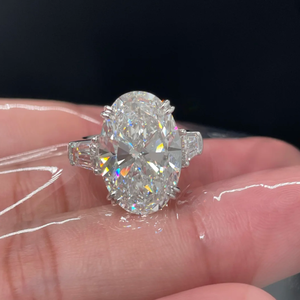 IGI 10ct Oval schliff 18 Karat Weißgold Drei Stein Labor gewachsen Diamant Ehering mit CVD HPHT Diamant Luxus schmuck - Product Image 1