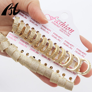 C-462 14K Vàng Mạ Rhinestone Bông Tai Thiết Lập Pha Lê Lấp Lánh Brass Hoop & <span class=keywords><strong>Stud</strong></span> Cho Phụ Nữ Thời Trang Phong Cách Đồ Trang Sức Cho Các Bên - Product Image 2