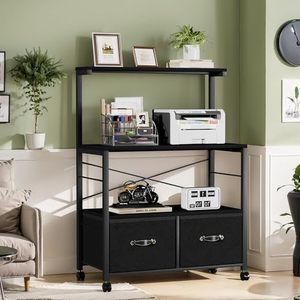 Grand support d'imprimante, armoire à dossiers mobile avec <span class=keywords><strong>3</strong></span> étagères, <span class=keywords><strong>2</strong></span> tiroirs latéraux pour l'organisation des dossiers - Product Image 5