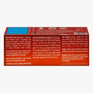 Pasta de dientes en gel Patanjali Dant Kanti Fresh Active 300g con cristales de menta y hierbas para un aliento fresco, cuidado bucal para adultos. - Product Image 2