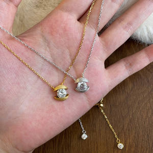 Colgante Wenchi de Plata Pura S925 con Diamantes Completos, Perla Brillante de Color Blanco Australiano, Partículas Grandes y Finas, Charms de China - Product Image 1