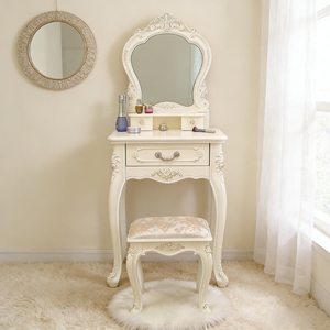Coiffeuse de chambre à coucher de style européen moderne avec <span class=keywords><strong>miroir</strong></span> éclairé – Table de maquillage tendance - Product Image 1