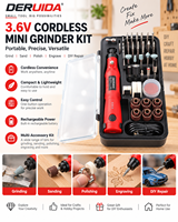 DERUIDA Mini-meuleuse portable 3,6 V sans fil, ensemble d'outils rotatifs, stylo de gravure électrique avec accessoires pour percer et polir