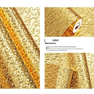 3D <span class=keywords><strong>PVC</strong></span> tường giấy kết cấu kim loại dễ dàng cài đặt vàng bạc khảm hình nền trụ cột KTV quầy bar kẻ sọc - Product Image 3