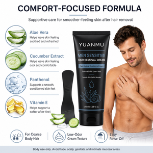 <span class=keywords><strong>Crema</strong></span> <span class=keywords><strong>Depilatoria</strong></span> Suave con Extractos de Plantas, Indolora, para Piel Sensible, para Hombres, Área Púbica, Pecho, Espalda, Brazos, Piernas - Product Image 3