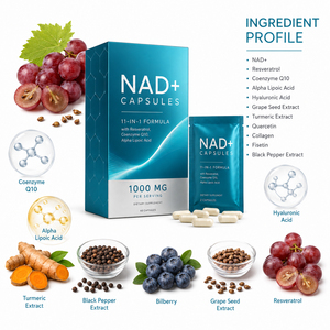 Compléments alimentaires certifiés NAD Plus personnalisés, 1000 mg, 60 portions, 30 sachets, sans gluten, végétaliens, antioxydants, améliorent l'immunité - Product Image 4