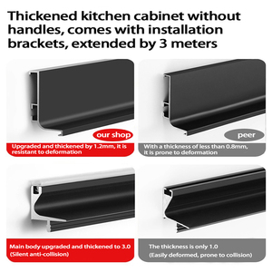Gagang Kabinet Tersembunyi Profil Alumunium Alloy Bentuk U dengan Ventilasi, Gagang Pintu Kabinet Dapur Bentuk L, Terpasang Modern untuk Laci - Product Image 4