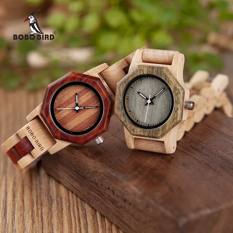 BOBO BIRD-Reloj de pulsera de bambú para mujer, pulsera femenina de lujo, venta al por mayor