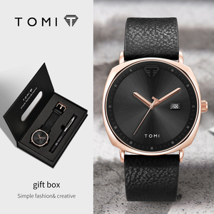 นาฬิกาควอตซ์ผู้ชายยี่ห้อ OEM <span class=keywords><strong>TOMI</strong></span> T044 และชุดปากกาธุรกิจ ดีไซน์เรียบง่าย กันน้ำ สายหนัง ชุดของขวัญสำหรับนักเรียน พร้อมสลักโลโก้ได้ - Product Image 5