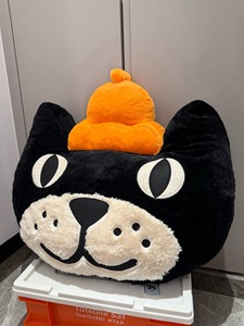 Coussin chat noir 23 cm version UK, style mascotte <span class=keywords><strong>Jack</strong></span> Cat, avec chapeau citrouille, en peluche style gelée, oreiller décoratif, vente en gros B2B - Product Image 1