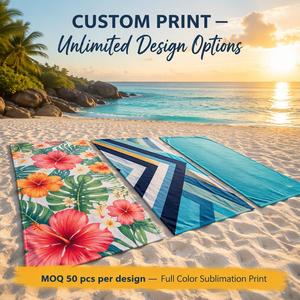 ผ้าเช็ดตัวชายหาดไมโครไฟเบอร์พิมพ์ลายแปลกใหม่พร้อมโลโก้สั่งทำ - Product Image 3