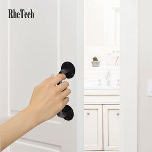 Poignée de porte rustique Rhetech pour porte coulissante en bois robuste brun foncé noir solide en fonte porte de grange poignées de porte - Product Image 5