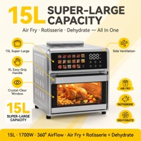 Friteuse à air numérique intelligente 15 L en acier inoxydable avec contrôle tactile, four carré de 15 litres pour vente en gros aux magasins