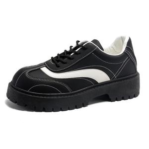 2026 New Style Black Lace-Up Casual Leather Shoes Wide Toe Comfortable Low-<b>Top</b> Thick Sole Men's Shoes - Product Image 4