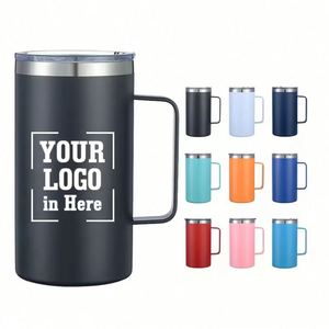 Cadeau d'entreprise personnalisé, thermos en acier inoxydable de 24 oz, tasse à café personnalisée avec logo imprimé, gobelet de voyage avec couvercle - Product Image 1