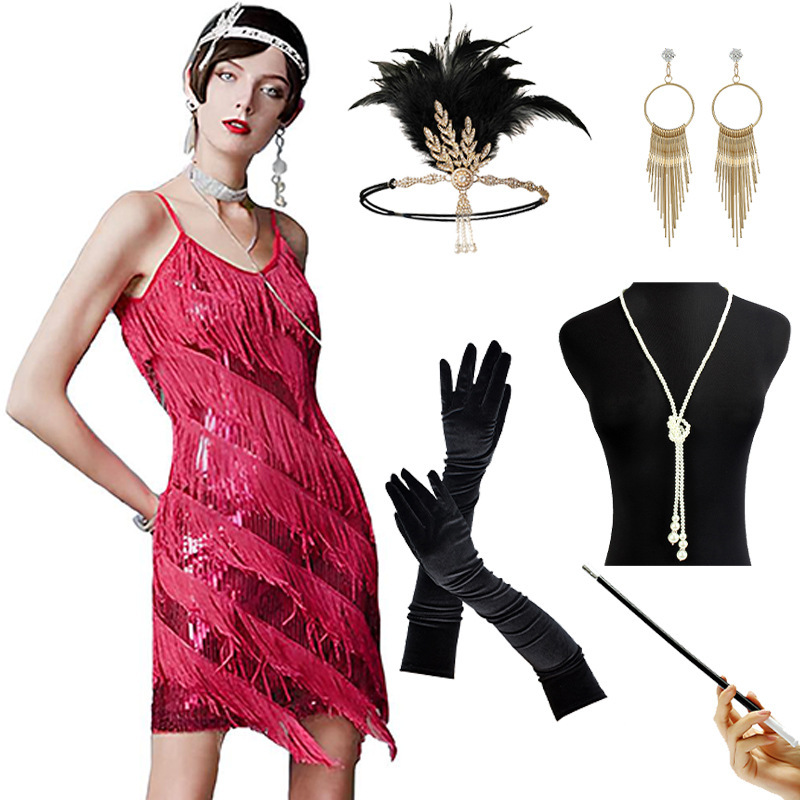 Ensemble d'accessoires pour jupe rouge rose