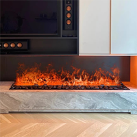 Cheminée électrique encastrée intelligente 3D à LED décorative à vapeur d'eau avec télécommande
