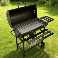 Table d'appoint pliable pour barbecue extérieur, chariot à charbon de bois pour jardin, fumoir, grill barbecue avec revêtement en poudre