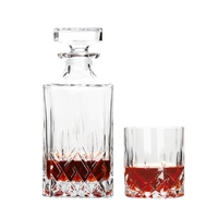 Juego de decantador de whisky cuadrado de vidrio transparente sin plomo de 25 oz, caja de madera grabada de whisky personalizada para licor Scotch Bourbon