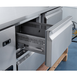 Réfrigérateur-congélateur professionnel à tiroirs sous comptoir, robuste, en acier inoxydable, avec plan de travail, pour hôtels, restaurants et cuisines - Product Image 3
