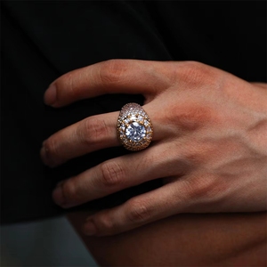 Bague Hip-hop Vintage Années <span class=keywords><strong>90</strong></span>, Nouvelle Bague Homme en Cuivre Incrusté de Zircons, Bague Entièrement Sertie de Zircons pour Homme Rappeur - Product Image 3