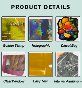 Bolsas de Mylar con Cierre Hermético a Prueba de Olores, en Varios Tamaños, para Envasado Minorista, Bolsas de Mylar con Cierre Zip de Grado Alimenticio, de Papel de Aluminio - Product Image 4