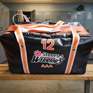 Bolsa Deportiva de PVC Negra y Naranja con Impresión Personalizada, Número 12, para Equipo de Hockey - Product Image 2