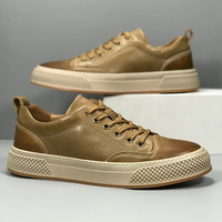 Baskets décontractées de luxe pour hommes en cuir de vache véritable de haute qualité, style rétro, antidérapantes pour sports d'hiver - Marche et course à pied