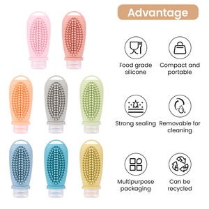 Juego de Botellas de Viaje de Silicona 4 en 1 con Logotipo Personalizado, Aprobado por la TSA, a Prueba de Fugas, Recargable, Botellas de Aseo de 100 ml, Sin BPA, OEM, ODM - Product Image 4