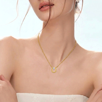 Collar Romántico Hipoalergénico Chapado en Oro con Plata S925 en Forma de Herradura con Circonita Cúbica para Mujer, Ideal para Fiestas y Bodas