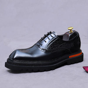 Chaussures derby pour hommes personnalisées avec des semelles en cuir épaisses, style britannique, polyvalentes pour les occasions professionnelles et décontractées - Product Image 6