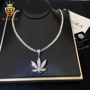 Liontin gaya HipHop perak 925 model daun Moissanite baru perhiasan Iced Out liontin berlian Pass liontin Yesus Moissanite - Product Image 6