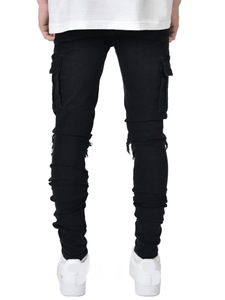 Nouveau <span class=keywords><strong>Jean</strong></span> <span class=keywords><strong>Homme</strong></span> Tendance <span class=keywords><strong>Noir</strong></span> <span class=keywords><strong>Slim</strong></span> en Denim Respirant Vintage Décontracté Délavé Taille Mi-Haute Tricoté Automne-Été - Product Image 4