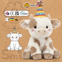 Boneka Kelinci SmilesPop Aman Tidak Beracun, Custom, Super Lembut, Gaun Kotak-kotak Pink, Detail Renda, Bersertifikat CE UKCA, Kain Daur Ulang, Isi Kapas PP