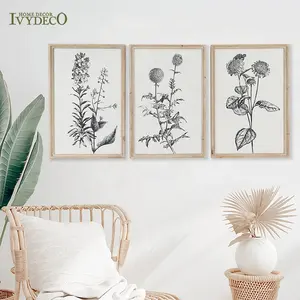 IVYDECO מותאם אישית קיר תפאורה טבעי מלאכות בעבודת יד נייר ציור עץ מסגרת דבורה צמח קיר אמנות צבעי דפוס בית תפאורה