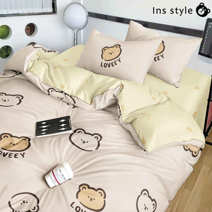 Bộ chăn ga gối đệm 4 món phong cách hiện đại, dùng được quanh năm, khuyến mãi nóng, họa tiết hoạt hình gấu dễ thương 3D dành cho bé trai và bé gái - Product Image 4