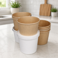 Bols alimentaires personnalisés en papier kraft avec couvercles en PET/PP pour soupes, salades, nouilles et glaces à emporter
