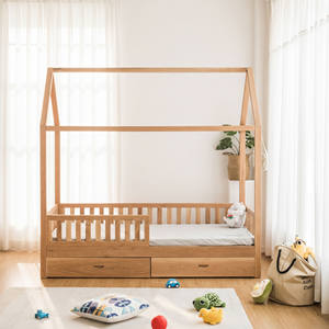 Lit superposé en bois de haute qualité avec barrière de sécurité et rangement, design moderne, pour chambre d'enfant - Vente en gros - Product Image 1