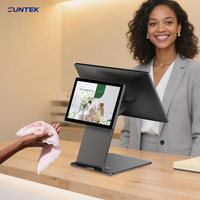 SUNTEK SC1 Desktop POS Cash Register System Android 14 Under-screen NFC Touch Screen 15.6" 10.1" Displays WiFi/Bluetooth