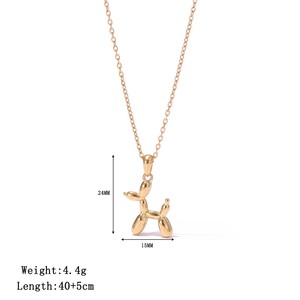 힙합 비 변색 실버 18K 골드 도금 스테인레스 스틸 풍선 개 펜던트 목걸이 트렌디 링크 여성 남성 결혼식 - Product Image 5