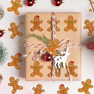 Christmas Stickers Roll <b>Gingerbread</b> Sticker Cute <b>Gingerbread</b> Man Xmas Winter Self-Adhesive Stickers for Xmas Envelopes - Product Image 3