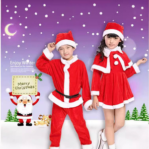 Disfraz de Navidad para niños, vestido de Papá Noel rojo con sombrero para niñas, traje de actuación, material de algodón y poliéster, otoño 2021 - Product Image 3