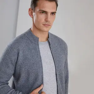 Innere Mongolei Kaschmir Herren Pullover Strick Kaschmir Lange Strickjacke Lässige Kaschmir-Strickjacke mit durchgehendem Reiß verschluss