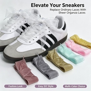 Cordones de Organza de 25 mm de Ancho, Planos, Transparentes, con Extremos de Plástico, Decorativos para Zapatillas y Zapatos de Lona - Product Image 1