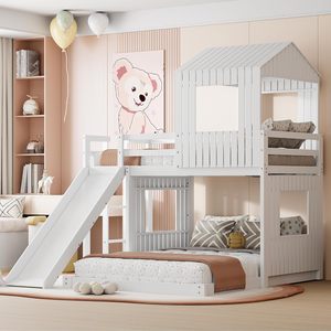 Cama Infantil Tipo Casa de Árbol con Diseño Personalizado, Fabricada en Fábrica, Cama Literas de Madera para Niños y Niñas con Tobogán - Product Image 5
